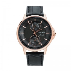 Alexandre Christie AC 6576 Rosegold Black Leather MFLRGBA